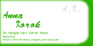 anna korok business card